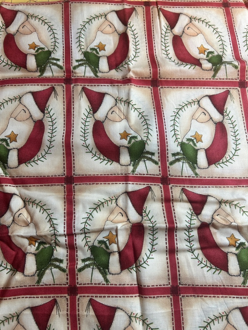Festive Santa Plaid Holiday Fabric Panel - Red & Green